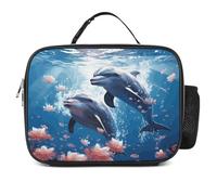 MNVTSKOP Dolphins in Love Boîte à déjeuner réutilisable étanche avec poignée pour bureau, pique-nique, plage