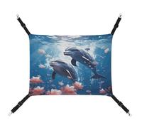 MNVTSKOP Dolphins in Love Hamac respirant pour chat avec sangles réglables et crochets en métal pour petit animal de compagnie pour intérieur et extérieur