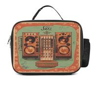 MNVTSKOP Équipement de musique de jazz avec fond vintage, boîte à déjeuner réutilisable, sac fourre-tout étanche avec poignée pour bureau, pique-nique, plage