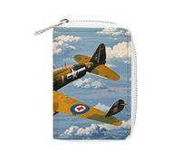 MNVTSKOP Étui pour cartes de crédit en cuir souple avec 20 emplacements pour cartes d'identité et cartes de visite de la Seconde Guerre mondiale - Pour homme et femme - Avec fermeture éclair, Avion de