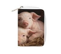 MNVTSKOP Étui pour cartes de crédit en cuir souple avec 20 emplacements pour cartes d'identité, fermeture éclair, pour homme et femme, quatre petits cochons, 8,9 x 11,4 cm, Quatre petits cochons, 3.15