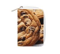 MNVTSKOP Étui pour cartes de crédit en cuir souple avec 20 emplacements pour cartes d'identité, fermeture éclair, pour homme et femme, biscuit au chocolat, 8,9 x 11,4 cm, Cookie au chocolat., 3.15 ×