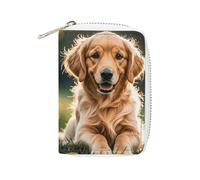 MNVTSKOP Étui pour cartes de crédit en cuir souple avec 20 emplacements pour cartes d'identité, fermeture éclair, pour homme et femme, Golden retrievers, 8,9 x 11,4 cm, Golden Retrievers, 3.15 × 4.5
