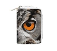 MNVTSKOP Étui pour cartes de crédit en cuir souple avec 20 emplacements pour cartes d'identité, fermeture éclair, yeux de hibou, 8,9 x 11,4 cm, décontracté, Yeux de hiboux, 3.15 × 4.5 inches