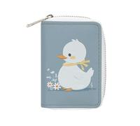 MNVTSKOP Étui pour cartes de crédit en cuir souple avec 20 emplacements pour cartes d'identité, fermeture éclair, pour homme et femme, petit canard blanc, 8,9 x 11,4 cm, Petit canard blanc, 3.15 × 4.5