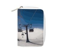 MNVTSKOP Étui pour cartes de crédit en cuir souple avec 20 emplacements pour cartes d'identité, fermeture éclair, pour homme et femme, téléski au soleil, 3,15 ×, Remontée mécanique au soleil, 3.15 ×