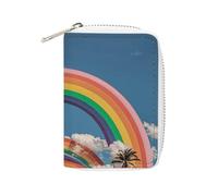 MNVTSKOP Étui pour cartes de crédit en cuir souple avec 20 emplacements pour cartes d'identité, fermeture éclair, pour homme et femme, beau monde arc-en-ciel, Arc-en-ciel Beautiful World, 3.15 × 4.5
