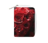 MNVTSKOP Étui pour cartes de crédit en cuir souple avec 20 emplacements pour cartes d'identité, fermeture éclair, pour homme et femme, rose rouge, cœur d'amour rose rouge, 8,9 x 11,4 cm, Cœur rose