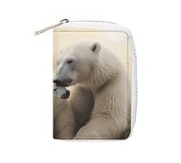 MNVTSKOP Étui pour cartes de crédit en cuir souple avec 20 emplacements pour cartes d'identité, fermeture éclair, pour homme et femme, ours polaire, 8,9 x 11,4 cm, Ours polaire Love, 3.15 × 4.5 inches
