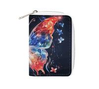 MNVTSKOP Étui pour cartes de crédit en cuir souple avec 20 emplacements pour cartes d'identité, fermeture éclair, motif papillon musical, 8,9 x 11,4 cm, Musica Papillon, 3.15 × 4.5 inches, Décontracté