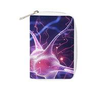 MNVTSKOP Étui pour cartes de crédit en cuir souple avec 20 emplacements pour cartes d'identité, fermeture éclair, pour homme et femme, motif cellule nerveuse bleue, 8,9 x 11,4 cm, Cellule nerveuse