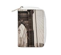 MNVTSKOP Étui pour cartes de crédit en cuir souple avec 20 emplacements pour cartes d'identité, fermeture éclair, pour homme et femme, photo du pont de Brooklyn, Photo du pont de Brooklyn, 3.15 × 4.5