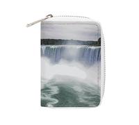 MNVTSKOP Étui pour cartes de crédit en cuir souple avec 20 emplacements pour cartes d'identité, fermeture éclair, motif chutes du Niagara, 8,9 x 11,4 cm, Niagara Falls, 3.15 × 4.5 inches, Décontracté