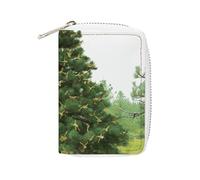MNVTSKOP Étui pour cartes de crédit en cuir souple avec 20 emplacements pour cartes d'identité, fermeture éclair, pour homme et femme, pin Garlad, 7,9 x 11,4 cm, Sapin Garlad, 3.15 × 4.5 inches
