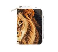 MNVTSKOP Étui pour cartes de crédit en cuir souple avec 20 emplacements pour cartes d'identité, fermeture éclair, motif lion (A Lion), 8,9 x 11,4 cm, décontracté, A Lion, 3.15 × 4.5 inches