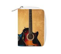 MNVTSKOP Étui pour cartes de crédit en cuir souple avec 20 emplacements pour cartes d'identité, pochette à fermeture éclair, collection guitare, 8,9 x 11,4 cm, Collection Guitar, 3.15 × 4.5 inches
