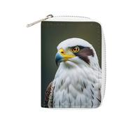 MNVTSKOP Étui pour cartes de crédit en cuir souple avec 20 emplacements pour cartes d'identité, pochette à fermeture éclair, pour homme et femme, motif aigle blanc, aigle blanc, Faucon lancier, aigle