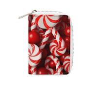 MNVTSKOP Étui pour cartes de crédit en cuir souple avec 20 emplacements pour cartes d'identité, pochette à fermeture éclair, pour homme et femme, sucre d'orge, 8,9 x 11,4 cm, décontracté, Canne à