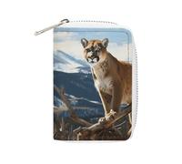 MNVTSKOP Étui pour cartes de crédit en cuir souple avec 20 emplacements pour cartes d'identité, portefeuille à fermeture éclair pour homme et femme, motif lion panthère, montagne, 3,15 ×, Panther