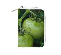 MNVTSKOP Étui pour cartes de crédit en cuir souple avec image de tomates vertes, 20 emplacements pour cartes d'identité, fermeture éclair, pour homme et femme, image de tomates vertes, 3,15 ×, Image