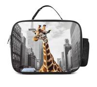MNVTSKOP Giraffe In New York Boîte à déjeuner réutilisable étanche avec poignée pour bureau, pique-nique, plage