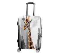 MNVTSKOP Giraffe In New York Housse de protection en polyester élastique pour valise, résistante aux rayures, lavable, blanc, M