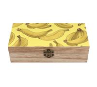 MNVTSKOP Grande boîte de rangement en bois avec couvercle et fermoir à l'avant - Motif banane - Boîte à souvenirs - Boîte à bijoux