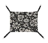 MNVTSKOP Hamac à suspendre pour animal domestique avec sangles réglables et crochets en métal - Motif floral - Noir et blanc - Pour intérieur et extérieur