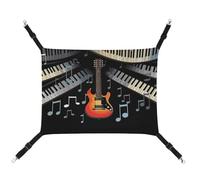 MNVTSKOP Hamac à suspendre pour animal domestique avec sangles réglables et crochets en métal pour intérieur et extérieur Motif guitare piano