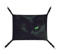 MNVTSKOP Hamac à suspendre pour chat noir, yeux verts, hamac respirant avec sangles réglables et crochets en métal pour petit animal en peluche douce pour intérieur et extérieur