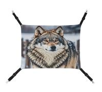 MNVTSKOP Hamac d'hiver style ferme en forme de loup pour animal domestique, hamac respirant à suspendre pour chat avec sangles réglables et crochets en métal pour petit animal en peluche douce pour