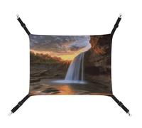 MNVTSKOP Hamac en forme de cascade au coucher du soleil pour animal domestique, hamac respirant à suspendre pour chat avec sangles réglables et crochets en métal pour petit animal en peluche douce