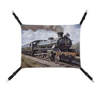 MNVTSKOP Hamac en forme de locomotive à vapeur pour animal domestique - Hamac à suspendre avec sangles réglables et crochets en métal - Lit en peluche douce pour intérieur et extérieur
