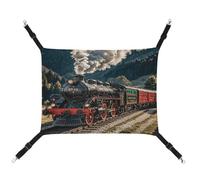 MNVTSKOP Hamac en forme de locomotive à vapeur pour animal domestique - Hamac à suspendre avec sangles réglables et crochets en métal - Lit en peluche douce pour intérieur et extérieur
