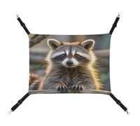 MNVTSKOP Hamac mignon en forme de raton laveur pour animal domestique - Hamac à suspendre avec sangles réglables et crochets en métal - Lit en peluche douce pour intérieur et extérieur