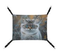 MNVTSKOP Hamac pour chat gris et blanc - Hamac respirant à suspendre avec sangles réglables et crochets en métal - Lit en peluche douce pour intérieur et extérieur