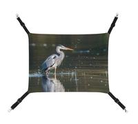 MNVTSKOP Hamac respirant à suspendre pour chat avec sangles réglables et crochets en métal pour intérieur et extérieur Motif héron gris dans l'eau