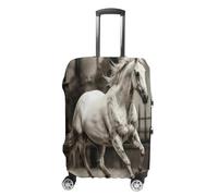 MNVTSKOP Horse in the Street Housse de protection en polyester élastique résistant aux rayures et lavable, blanc, L