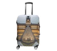 MNVTSKOP Housse de bagage Musée du Louvre à Paris - Résistante aux rayures - Lavable - En polyester - Élastique - Protection pour valise, blanc, XL
