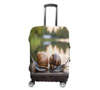 MNVTSKOP Housse de protection en polyester élastique avec motif deux escargots sur le banc - Résistante aux rayures et lavable, blanc, M