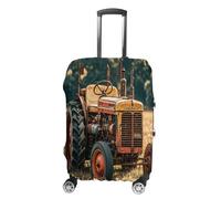 MNVTSKOP Housse de protection en polyester élastique pour bagages de voyage - Résistante aux rayures - Lavable - Motif vieux tracteur photo, blanc, L