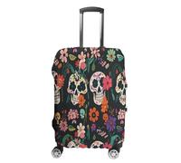 MNVTSKOP Housse de protection en polyester élastique pour valise Motif tête de mort Motif Jour des morts, blanc, XL
