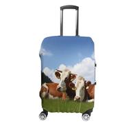 MNVTSKOP Housse de protection en polyester élastique pour valise, résistante aux rayures et lavable avec motif de vaches mignonnes, blanc, M