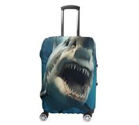 MNVTSKOP Housse de protection en polyester élastique pour valise, résistante aux rayures et lavable, motif gueule de requin, blanc, L