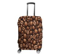 MNVTSKOP Housse de protection en polyester élastique pour valise, résistante aux rayures et lavable, motif grains de café torréfié, pour valise, blanc, S