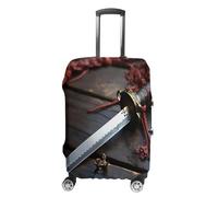 MNVTSKOP Housse de protection en polyester élastique pour valise - Résistante aux rayures - Lavable - Motif couteau sur le sol, blanc, XL