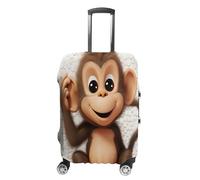 MNVTSKOP Housse de protection en polyester élastique pour valise, résistante aux rayures, lavable, motif singe mignon, blanc, L