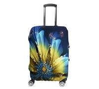 MNVTSKOP Housse de protection en polyester élastique pour valise, résistante aux rayures, lavable, motif fleurs bleues, jaunes, blanc, S