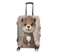 MNVTSKOP Housse de protection en polyester élastique pour valise, résistante aux rayures, lavable, motif loutre mignonne, blanc, S