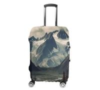 MNVTSKOP Housse de protection en polyester élastique pour valise, résistante aux rayures, lavable, motif montagnes de l'Alaska, blanc, L